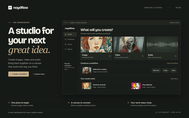 Noydflow — Agentic AI Workflow Studio for Image, Video & Audio
